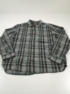 REI Cooperative Flanel Shirt Mens L Gray Plaid Flannel Long Sleeve Button Up
